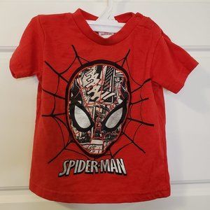 MARVEL Kids Boy's Spiderman Red Black Snap Clasps T-Shirt - Size: 6-12 Months